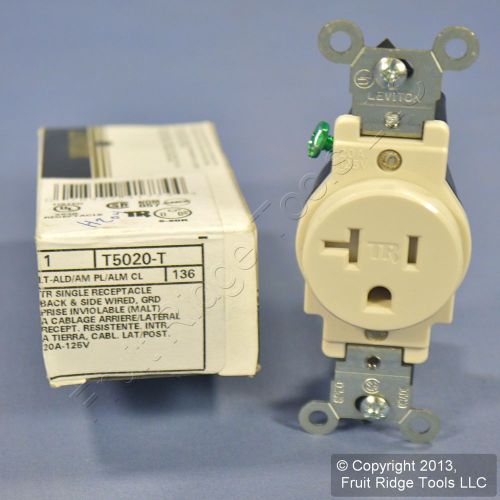 Leviton light almond tamper resistant single outlet receptacle 20a t5020-t for sale