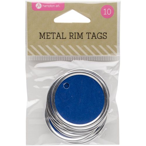 Metal rim tags 1.5 inch 10/pkg-blue 729632166150 for sale