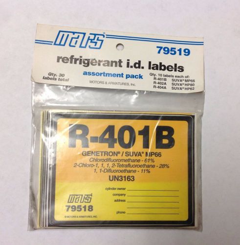 ~Discount HVAC~ MS-79519 - Mars Assorted Refrigerant ID Labels R401B R402A R404A