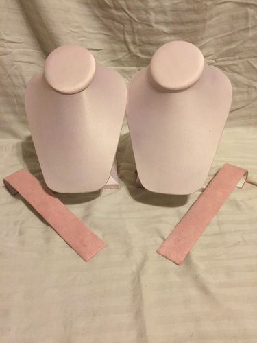 Two Pink Necklace Bust Displays plus Two Bracelet Ramps