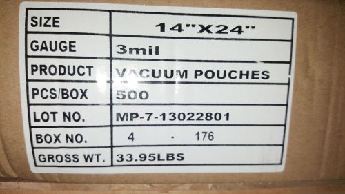 14 x 24 VACUUM POUCH, 3MIL, 500CT FDA APPROVED