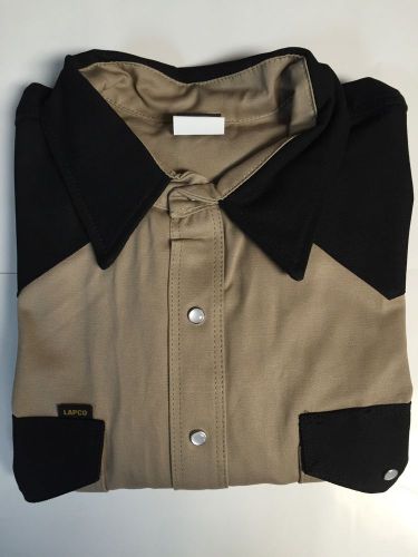 Lapco heavy duty khaki black work shirt 18 x 35&#034; xl+ for sale