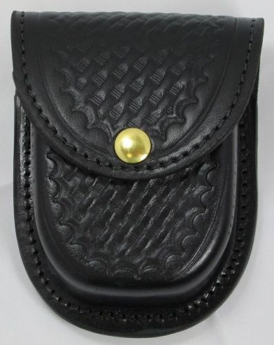 Boston leather 5512-3-b black bw brass snap closed double handcuff case for sale