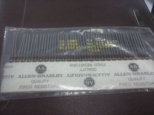 50 Allen Bradley 10 Ohm 1/2 Watt Carbon Comp 10% Resistors, 1/2W RC20GF100K