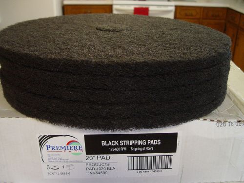 5 PREMIERE 20&#034; BLACK STRIPPING PADS NEW IN BOX