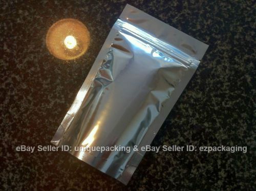 350 pcs 5x8 ziplock stand up pouches 4 mil (fsup-b) - silver-silver for sale