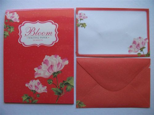 Writing Stationery Set Note Pad Paper With FREE Envelopes, Bloom Floral Design