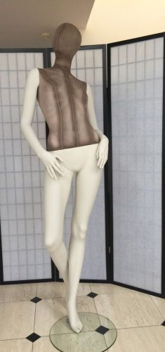 Fiberglass Female Mannequin Egg Head Stripped Jersey Cover Full Body Display