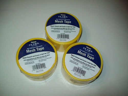 3 rolls  fiberglass mesh tape , drywall adhesive tape, 2&#034; x 65 ft. new &amp; sealed for sale