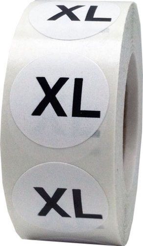 White Round Clothing Size Stickers XL - Extra Large Adhesive Labels for Appar...
