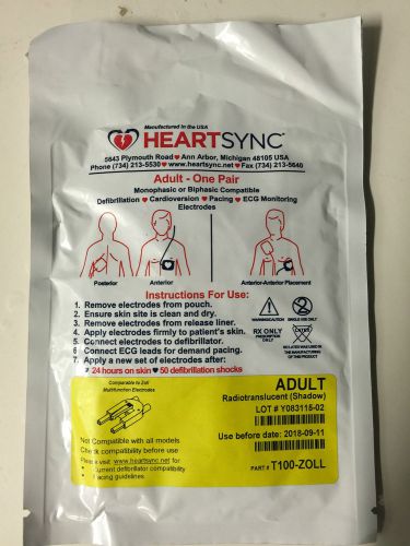 Zoll electrode pads/heartsync t100/zoll m, e, r, series pd1200 (new exp 9/2018) for sale