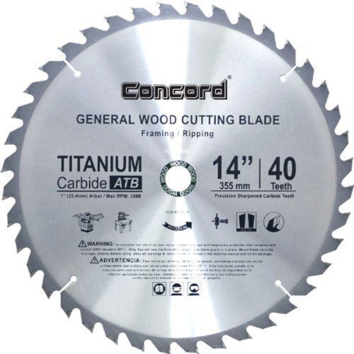 Concord blades wcb1400t040hp 14-inch 40 teeth tct general purpose hard &amp; soft... for sale