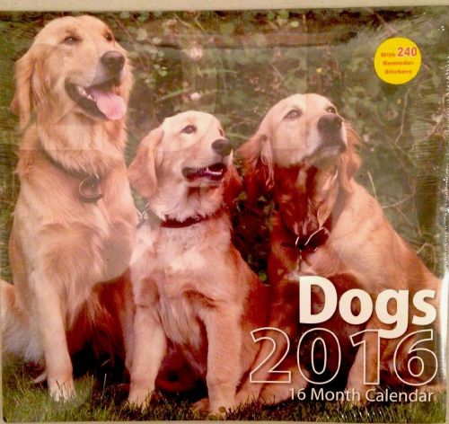 NEW DOGS 2016 Wall Calendar Full Size+240Appt Stickers 16 month SHIP FREE Sealed