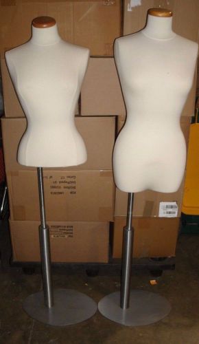 Set of 2 petite womans half mannequin dress form floor standing retail display for sale