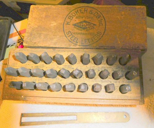 Vintage Boker Steel 1/8&#034; inch stamp Letter Punch Set ,with box,alignment tool