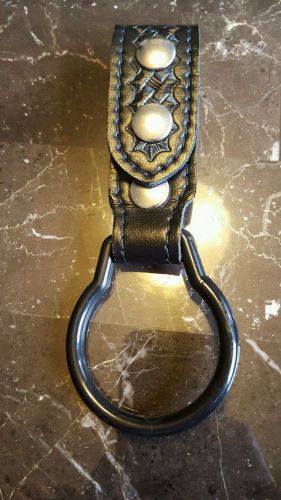 Police security c &amp; d cell black basketweave leather flashlight ring holder case for sale