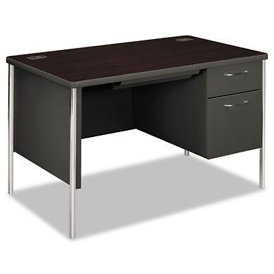 Mentor series single pedestal desk, 48w x 30d x 29-1/2h, mahogany/charcoal for sale