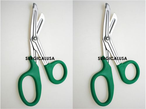 2 Universal Scissors 7.25&#034; Green Color Handle EMS NEW SurgicalUSA Instruments