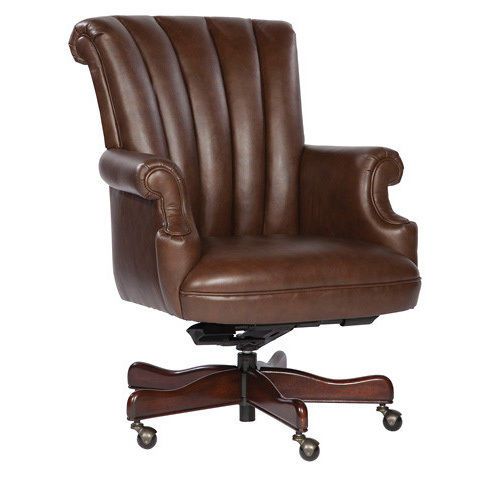 Hekman Brown Leather Executive Desk Chair with Tilt/Swivel Seat &amp; Gas Lift