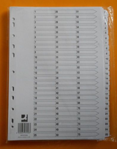 New Pack of A4 1-75 Subject DIVIDERS 75 Part Punched Manilla Index Tabs KF97058