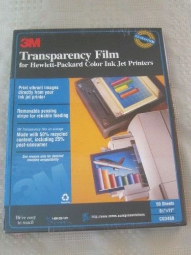 3M TRANSPARENCY FILM for INK JET PRINTERS CG3460 - 50 SHEETS New &amp; Sealed