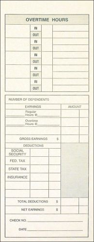 Adams Time Cards Weekly 2-Sided Overtime Format Named Days 3-3/8&#034; x 9&#034; Manila...