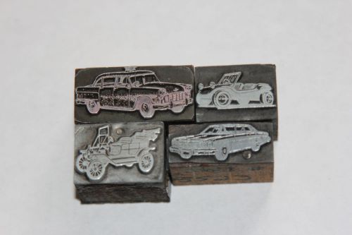 Vintage Cars Letterpress Printers Block Advertising, Automotive  lot of 4