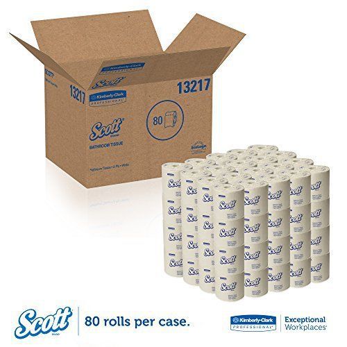 Scott 100% Recycled Fiber Bulk Toilet Paper 13217, 2-PLY Standard Rolls, White,