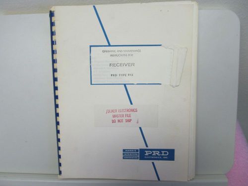 PRD ELECTRONICS 915 MICROWAVE RECEIVER INSTRUCTION  MANUAL/SCHEMATIC/PARTS LIST
