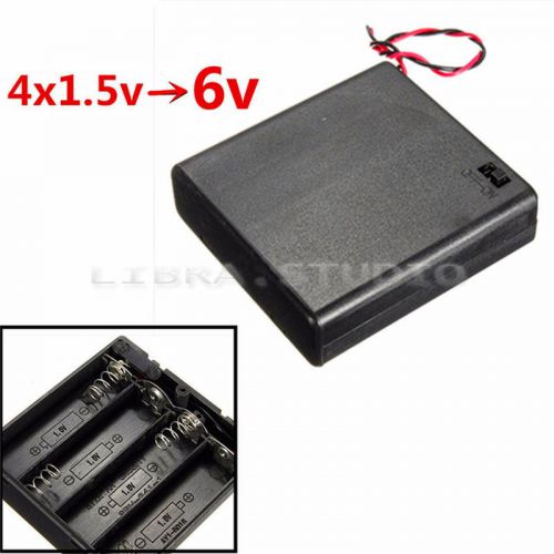 4 x AA 6V Battery Holder Connector Storage Case Box ON/OFF Switch With Lead Wire