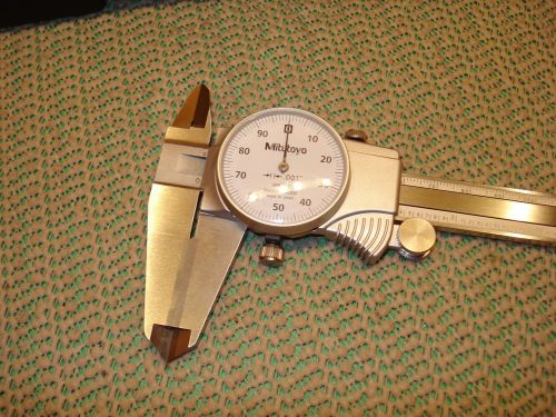 0-8&#034;  MITUTOYO DIAL CALIPER  WITH CARBIDE FACES MACHINIST TOOL
