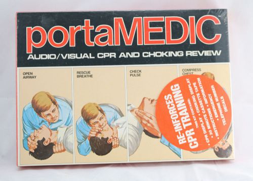 Vtg 80s PortaMEDIC CPR Training Kit - Display &amp; Choking Review -Decals, Tape