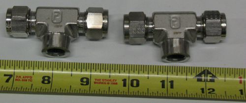 LOT OF 2 NEW PARKER S.S. METRIC A-LOK TUBE FITTINGS 10mm X 1/4&#034; BSPT BRANCH TEE