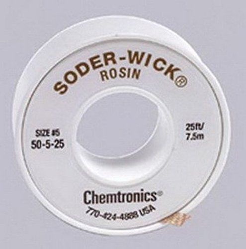 Chemtronics 50-5-25 soder-wick rosin desoldering braid 0.145in/3.7mm 25ft for sale