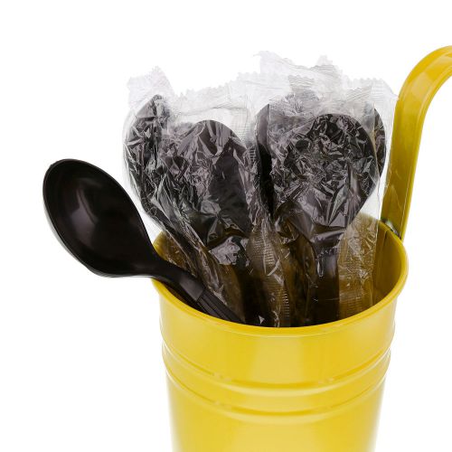 Cibowares heavy weight black individually wrapped soup spoons, pack of 1000 for sale