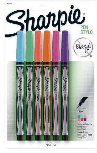 6 - SHARPIE Permanent Ink Pens - ASSORTED INK FINE - Acid Free - New  - No Bleed