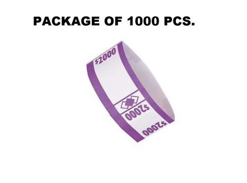 1000 PCS. COLOR CODED $2000 CURRENCY / MONEY STRAPS BANDS SELF ADHESIVE