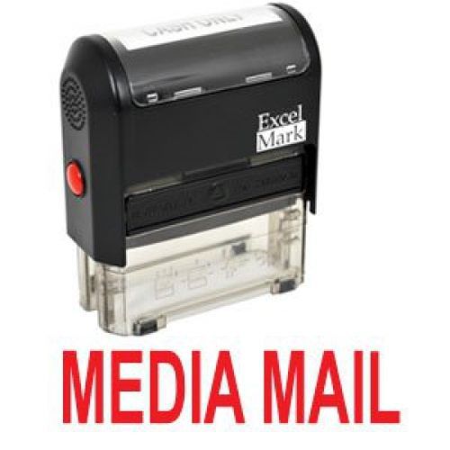 ExcelMark MEDIA MAIL Self Inking Rubber Stamp - Red Ink (42A1539WEB-R)