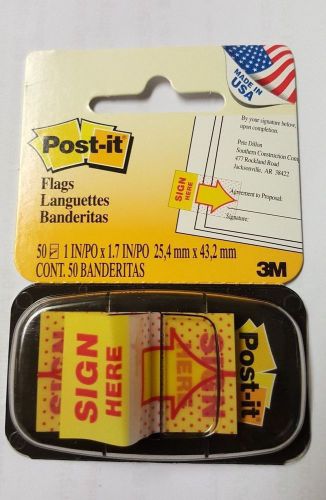 2 x 3M Post-it 1 x 1.7&#034; Printed Message Messaging Flags Sign Here,100 Banderitas
