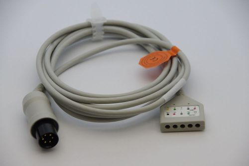 New aami 6 pin ecg cable - 5 lead din criticare datascop welch-allyn us seller for sale