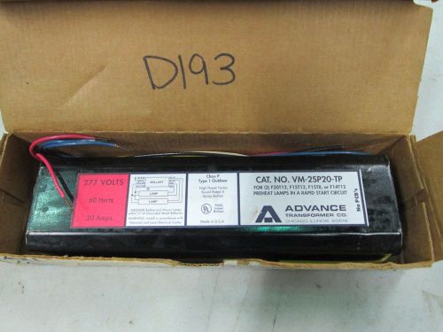 Advance rapid start ballast cat:vm-2sp20-tp 277v .20amp type 1 class p (nib) for sale