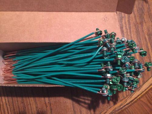 IDEAL 30-3399 Solid Wire Grounding Tails, 12AWG Green, 8&#034; w/Loop-Screw, Box/100