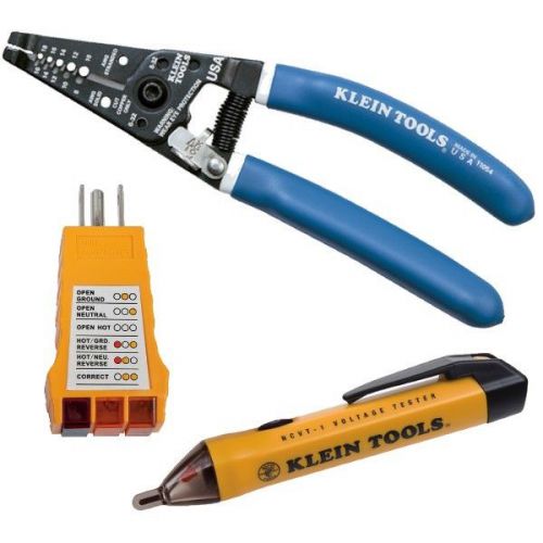 Klein Tools 92505 Non-Contact Voltage Tester, Wire Strippers &amp; Receptacle Tester