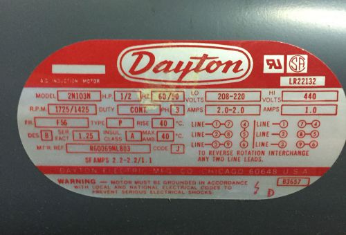 Dayton motor 2n103n induction motor for sale