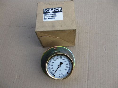 NoShok 25.310.600 2.5  0-600 PSI Brass Glycerine Filled Pressure Gauge Germany