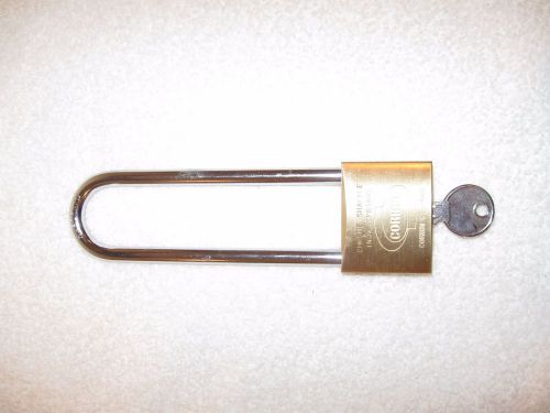 Corbin Extra Long Shackle Lock Heavy Brass Padlock, 6.5 inches long