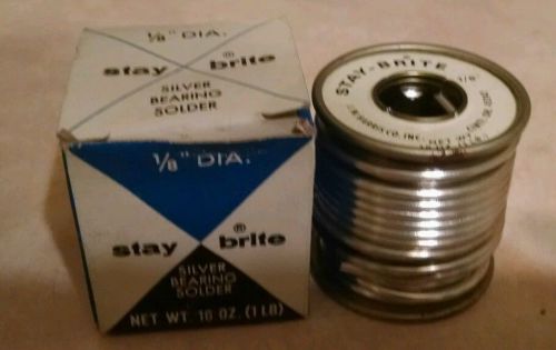 Vintage harris stay brite 1/8&#034; silver bearing solder 1lb spool for sale
