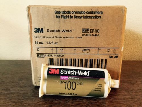 3m scotch-weld epoxy adhesive dp100 clear, 50 ml, case of 12 for sale