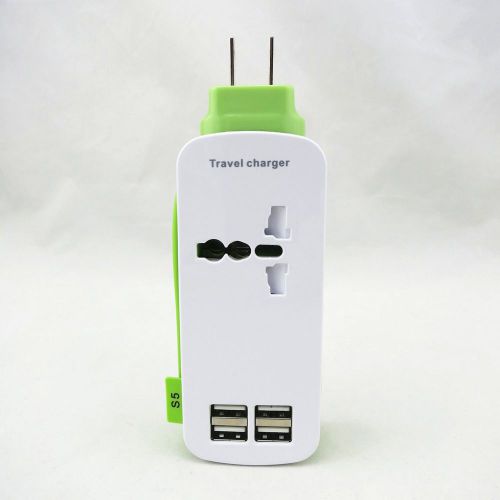 High speed universal 4port usb charger portable power strip travel outlets green for sale
