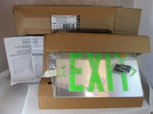 EXIT Emergency Sign~Edge Lit LED~Green Letters~Mirrored Lithonia 120/277